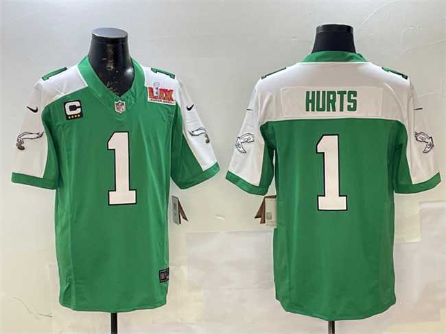 Men's Philadelphia Eagles #1 Jalen Hurts Green White 2025 Super Bowl LIX Patch And 4-Star C Patch F.U.S.E. Vapor Untouchable Limited Stitched Jersey Dzhi,We sell and wholesale Men's Philadelphia Eagles #1 Jalen Hurts Green White 2025 Super Bowl LIX Patch And 4-Star C Patch F.U.S.E. Vapor Untouchable Limited Stitched Jersey Dzhi on line form chian!